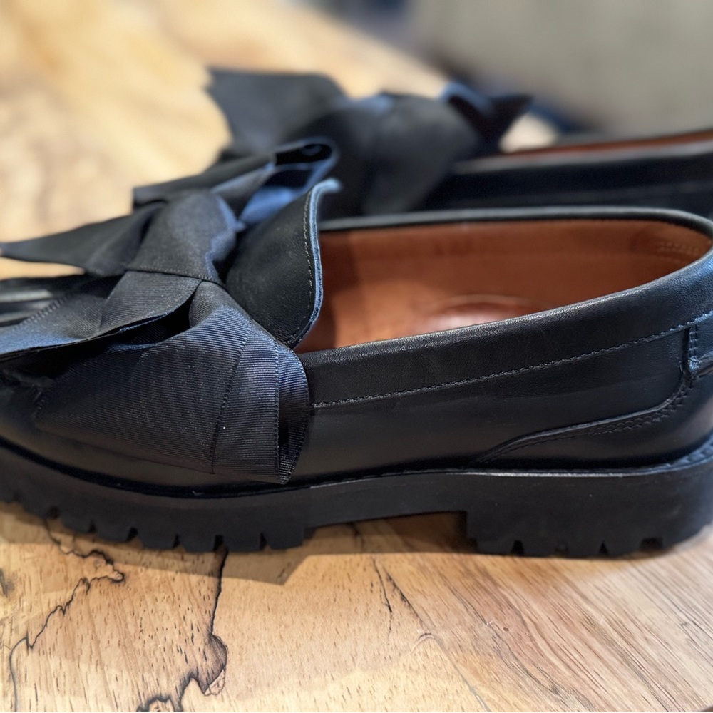 Alameda Turquesa Black Leather Loafers With Bow From Portugal Size 39 - Picture 5 of 5